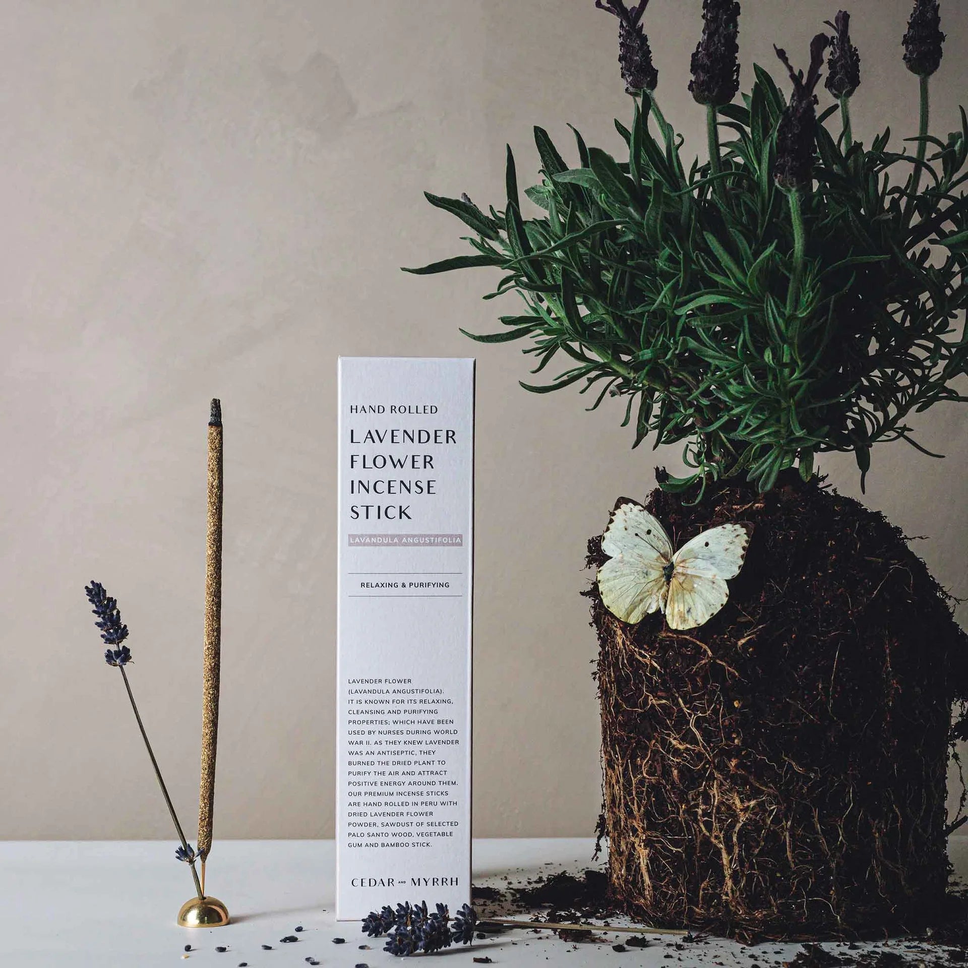 Hand-rolled lavender incense sticks